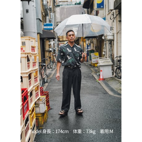 開襟シャツ半袖　鶴松