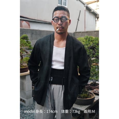 リネン半纏　黒