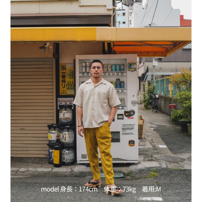 半袖開襟シャツ ストライプ ベージュ | DANJI