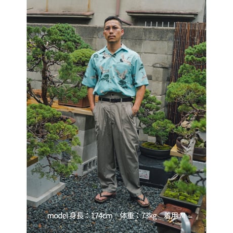 開襟シャツ半袖　鶴松