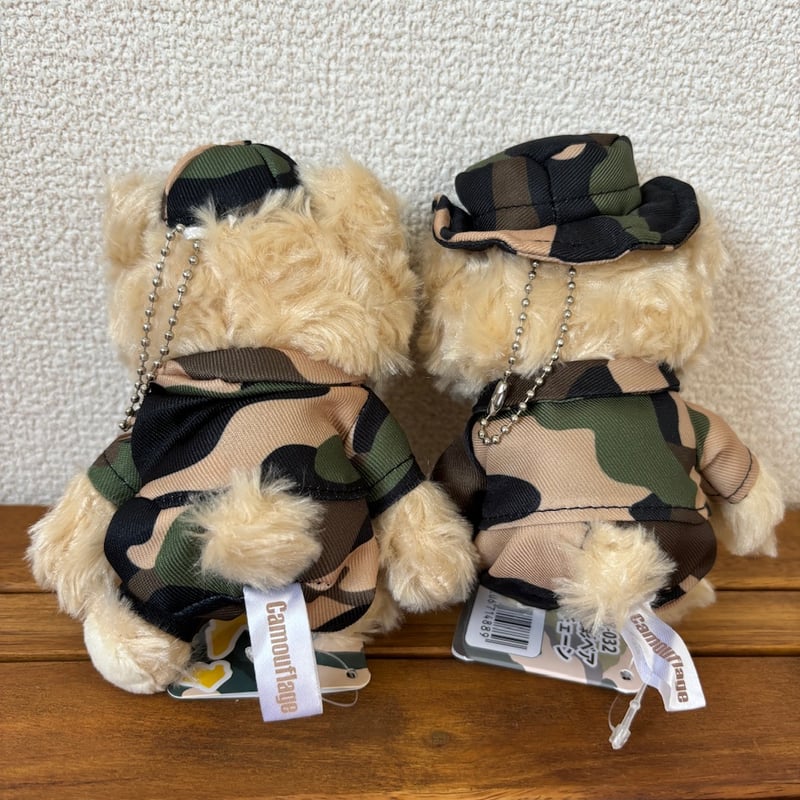 ベアぬいぐるみ】陸上自衛隊鉄帽迷彩 ブッシュハット テディベア | S