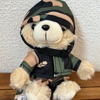 【ベアぬいぐるみ】陸上自衛隊鉄帽迷彩 ブッシュハット