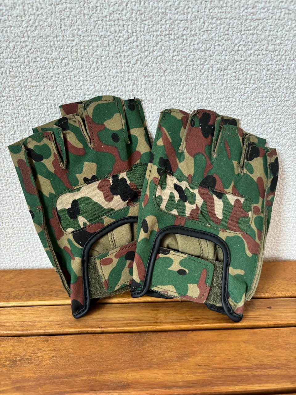 陸自迷彩 戦車手袋 指切り皮手袋】陸上自衛隊 レンジャー 登山 キャンプ サバゲー | S
