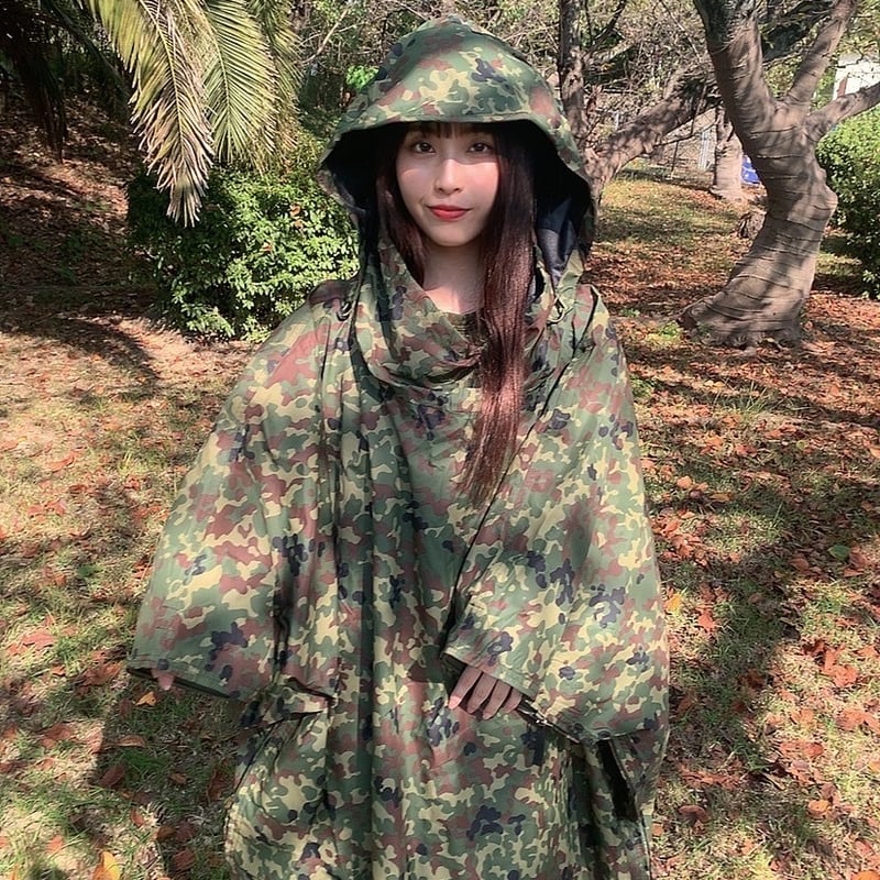 プロモンテ　ダウンポンチョオリーブグリーン ポンチョスタイル毛布 迷彩ポンチョ】プロモンテ スーパー遮光 インスポーツ 陸上