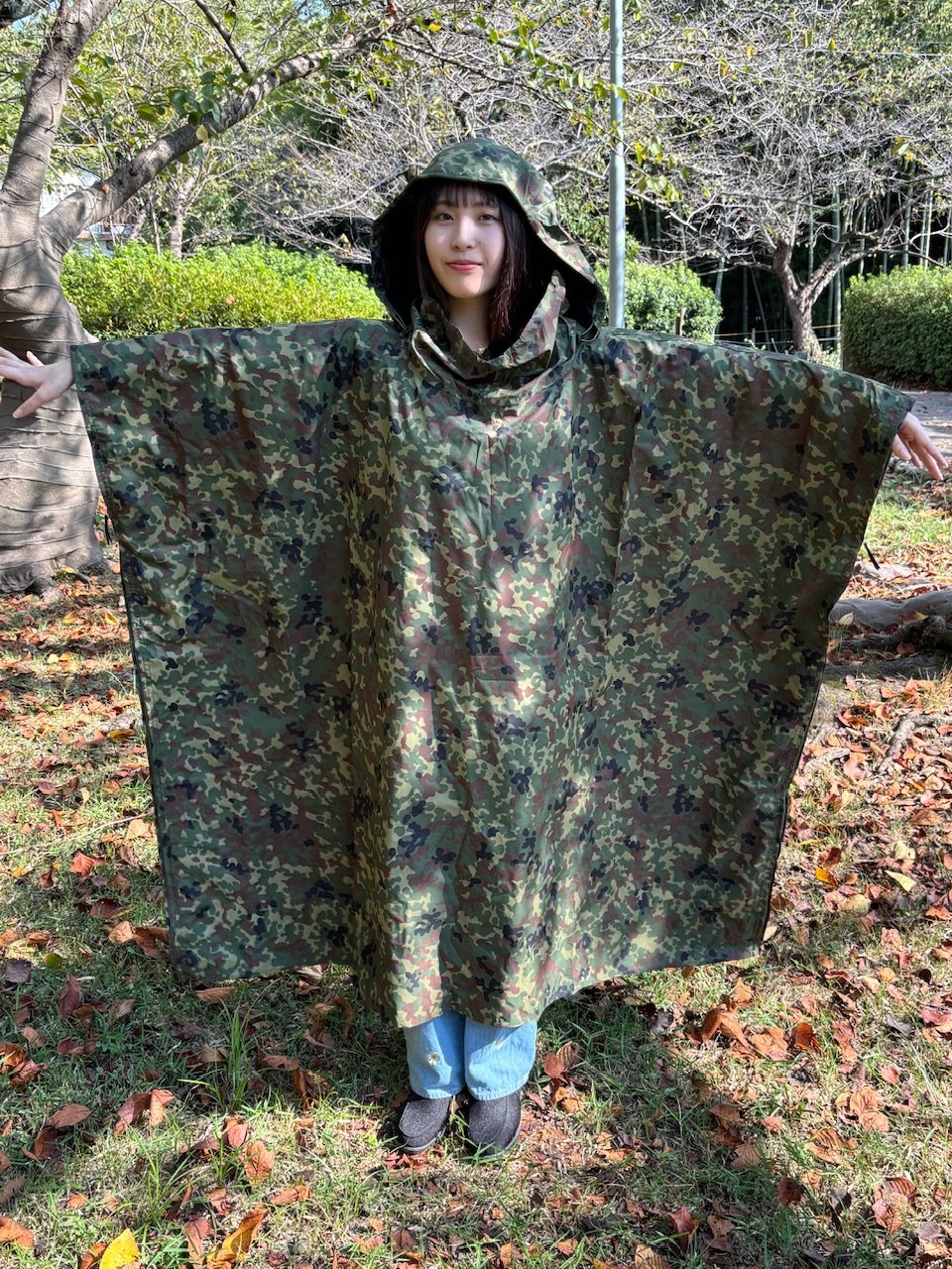迷彩ポンチョ】スーパー遮光 陸上自衛隊 防水 キャンプ タープ 本格派