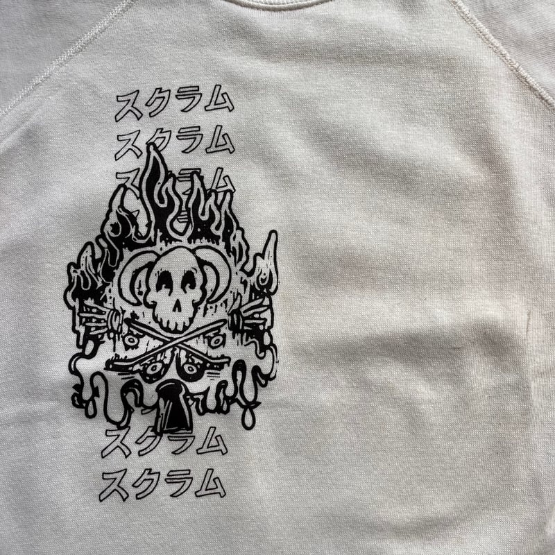SCRAM×VINTAGEシルクスクリーンプリントスウェット 白 size L SCRAM×VINTAGEシルクスクリーンプリントスウェット 白 size L