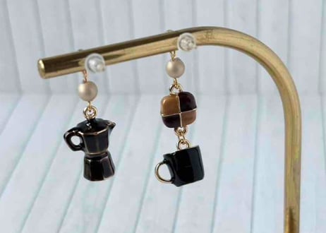 モチーフピアス136 カフェ-2（イヤリング変更可）