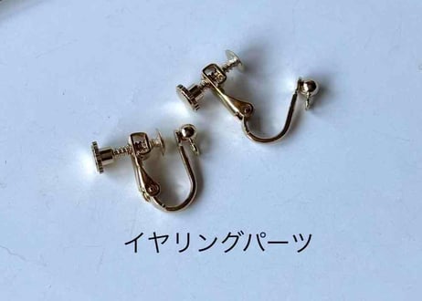 クラシカルビーズ×モチーフピアス40 サックス-5（イヤリング変更可）