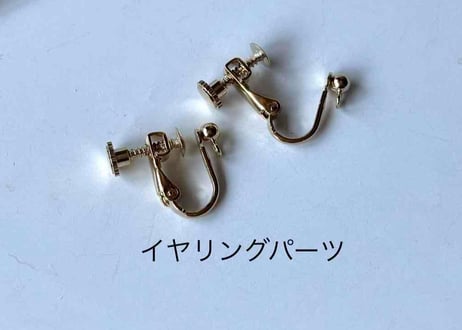 モチーフピアス141 トランペット×サテンリボンblue（イヤリング変更可）