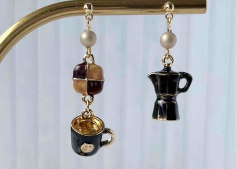 モチーフピアス136 カフェ-2（イヤリング変更可）
