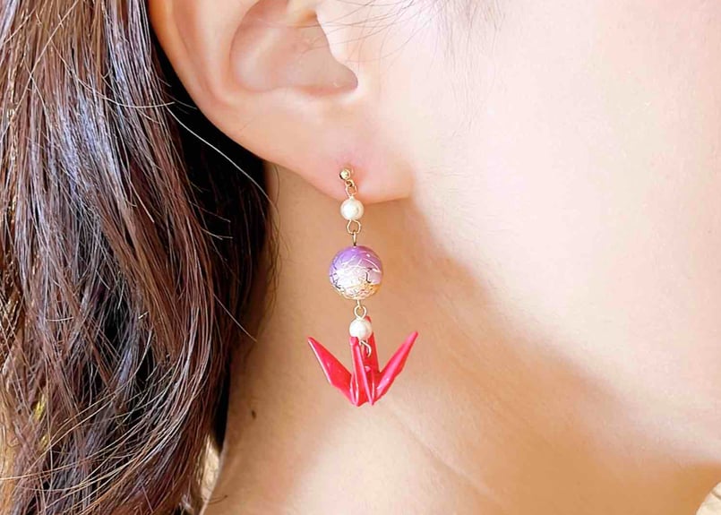 ちゃちゃ２９点～全24柄～和柄の折り鶴ピアス・イヤリング♪ハンドメイド ちゃちゃ29点～全24柄～和柄の折り鶴ピアス・イヤリング