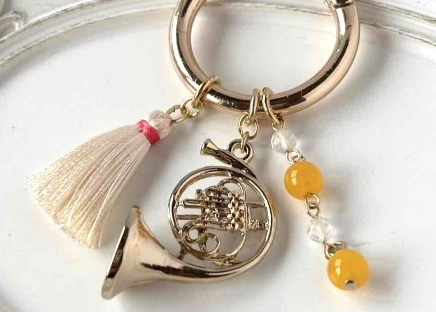 天然石バッグチャーム014 ホルン×イエローアゲート | on.cloud.9 オン