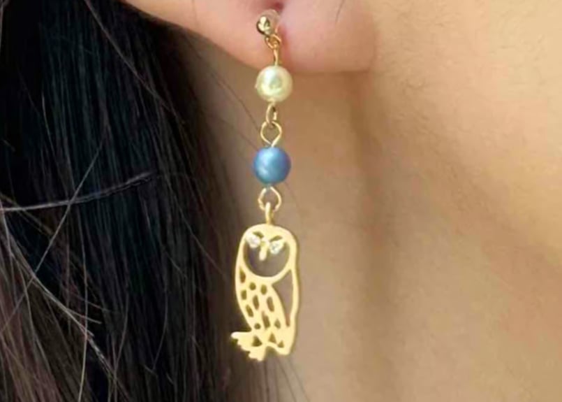 No.1187-B　【値下げ】フクロウ☆ピアス・イヤリング(パープル) No.1187-B 【値下げ】フクロウ☆ピアス・イヤリング(パープル) ピアス