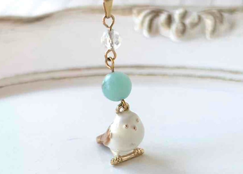 モチーフ×天然石ネックレス23 シマエナガ | on.cloud.9 オンクラウドナイン