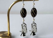 クラシカルビーズ×モチーフピアス62 ユーフォニアムsilver（イヤリング変更可）