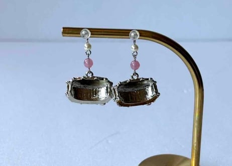 モチーフピアス210 スネアドラムsilver（イヤリング変更可）