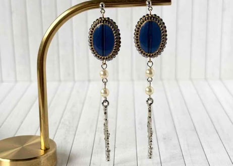 クラシカルビーズ×モチーフピアス15 フルート-1（イヤリング変更可）