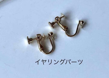 クラシカルビーズ×モチーフピアス32 ホルン-4（イヤリング変更可）