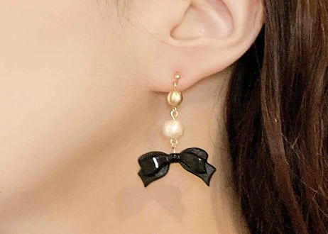 リボンピアス01（イヤリング変更可）