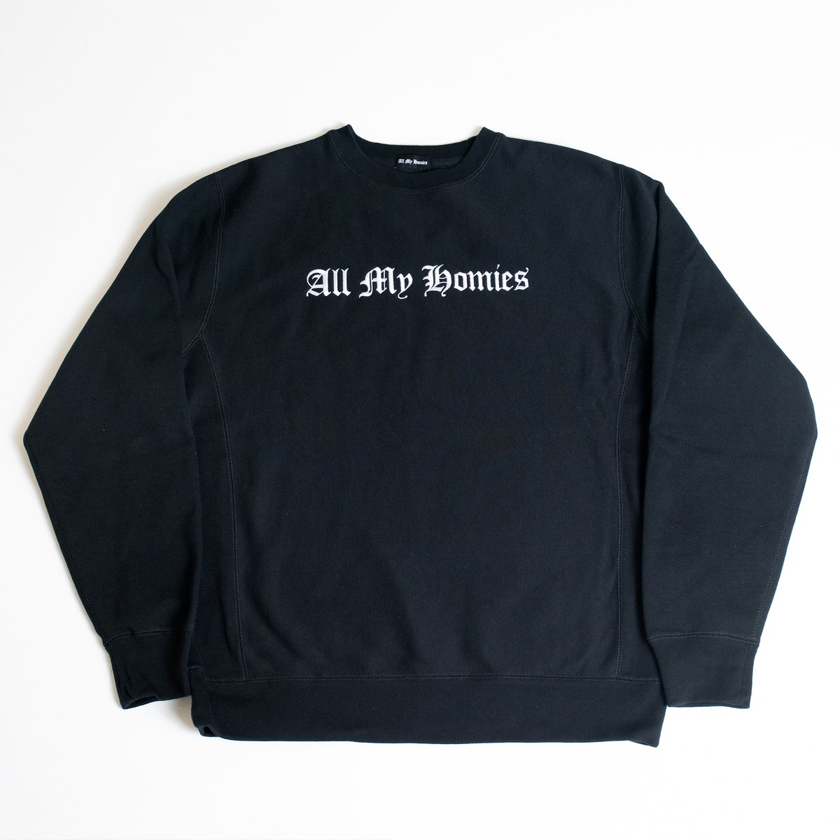 All My Homies Embroidery Crewneck Sweat【BLACK】 All My Homies Embroidery Crewneck Sweat【BLACK】