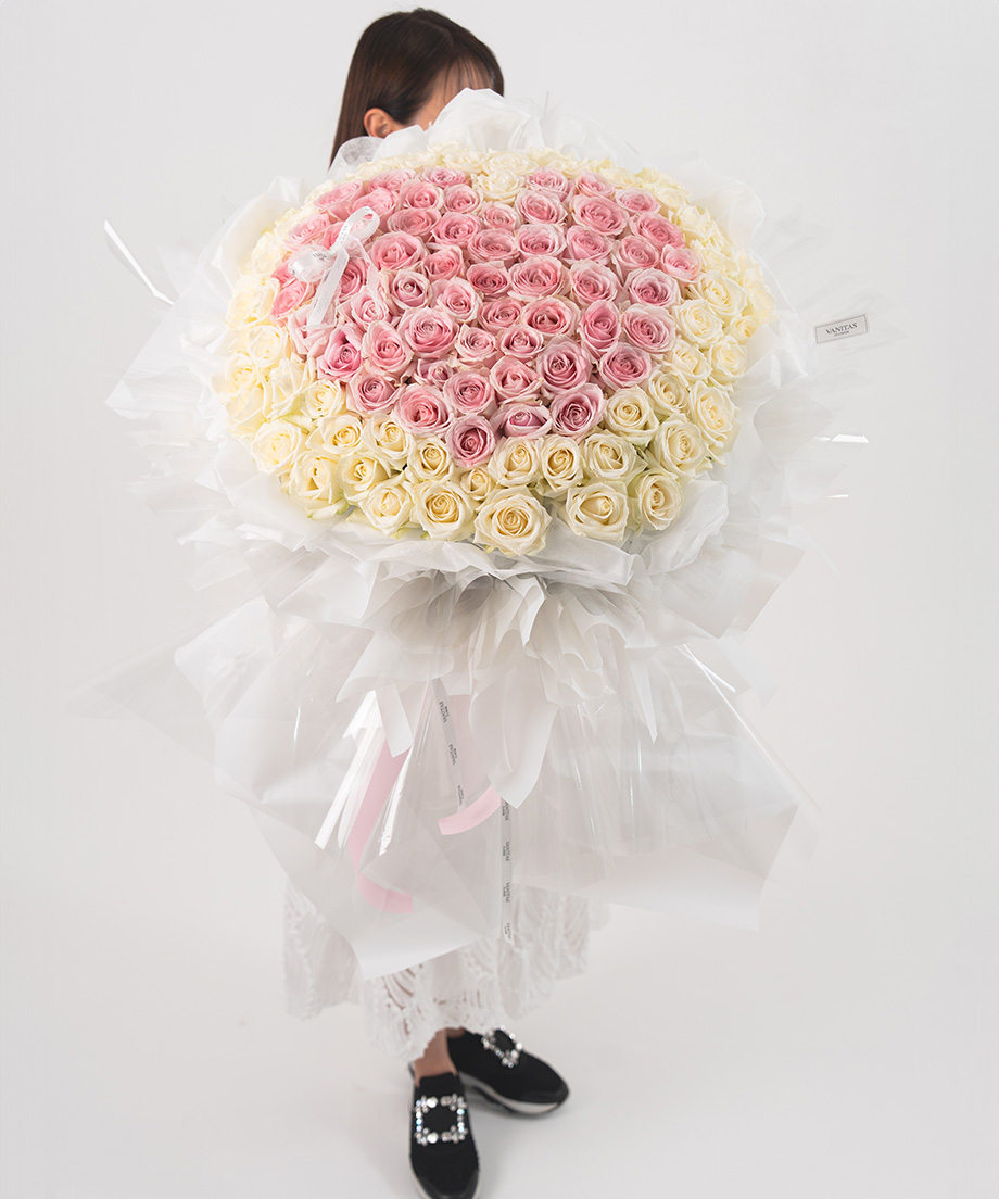 100本ピンク&ホワイトハートブーケ | VANITAS FLOWER 100本ピンク&ホワイトハートブーケ | VANITAS FLOWER