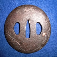 ♦最終価格♦　鉄地大鍔　鐔　(肥後透かし)　江戸時代　象嵌 鉄鍔 『波濤に雁の図透かし』 肥後鐔 | 生活骨董と美術刀剣の店 創鳳堂