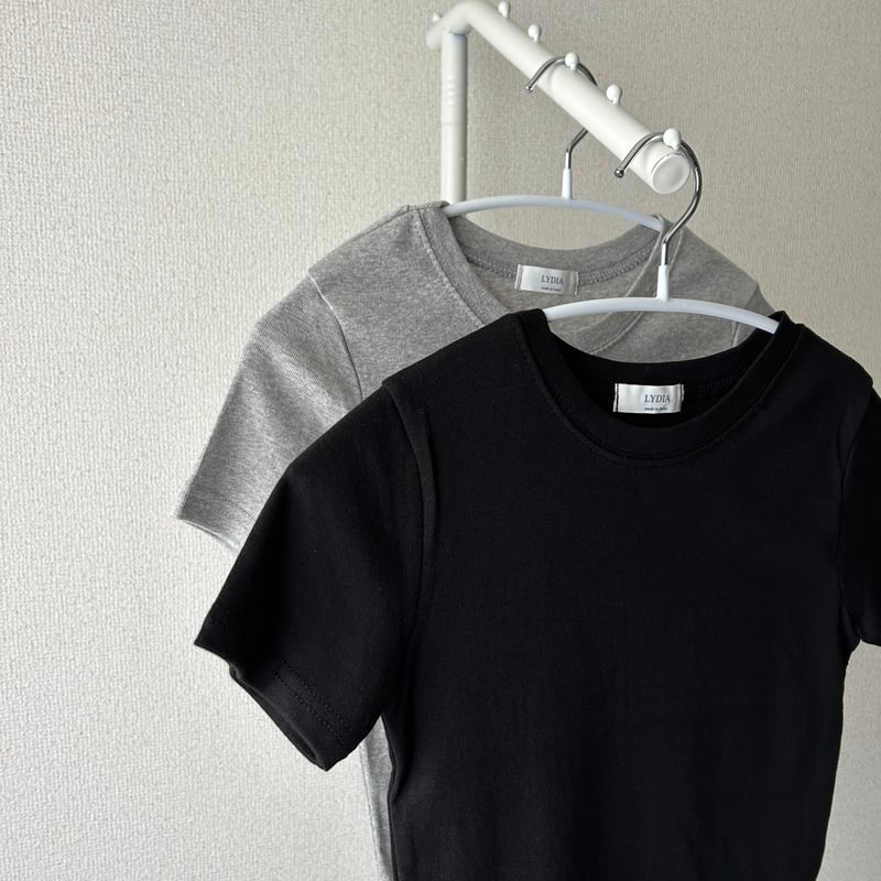 melt the lady mm クロップドトリムTシャツ　ブラック W's MMW Cropped T-Shirt(ウィメンズエムエムダブリュークロップド