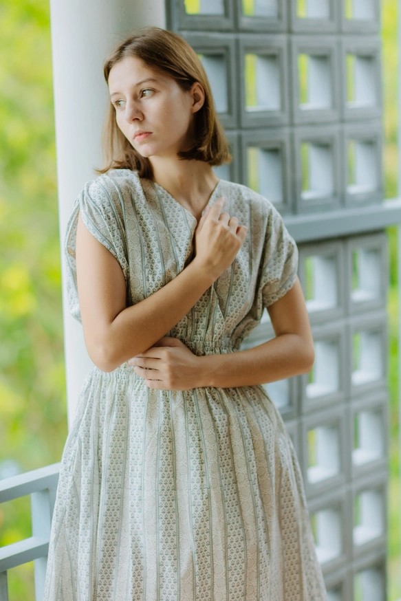 インド綿（ハンドブロックプリント）2 WAY 肩紐ワンピース | Jonno