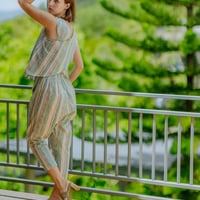 バッククロスtops + サルエルパンツセットアップ／インド綿/スクリーンプリント