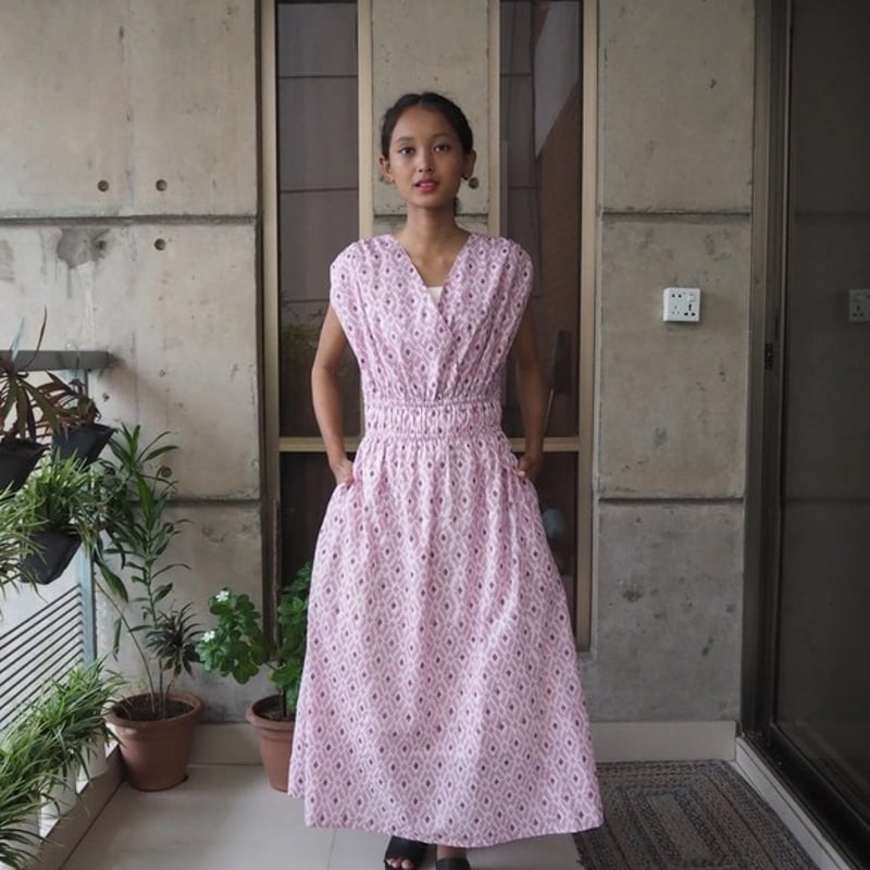 インド綿肩紐ワンピース（プージャさんちのピグメントプリント） | Jonno