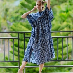 インド綿スクリーンプリントビッグスリーブワンピース | Jonno