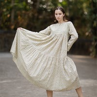 <送料無料>インド綿（ハンドブロックプリント）ティアードワンピース