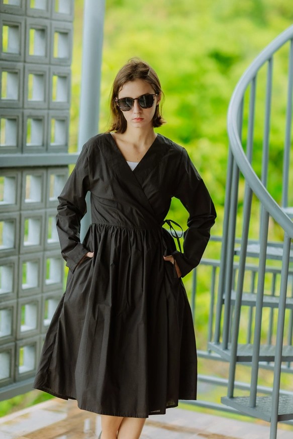 ハイカウントコットンでおつくりしたカシュクールワンピース