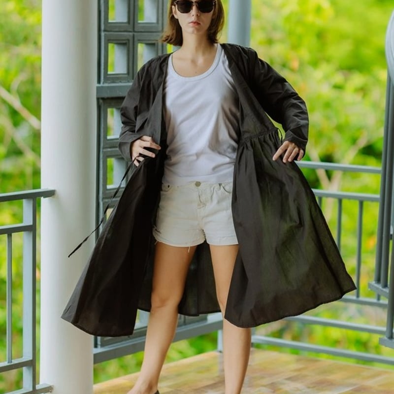 ハイカウントコットンでおつくりしたカシュクールワンピース（羽織）7