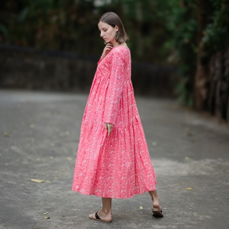 ROSSO フロッキープリントティアードワンピース コスメプリントティアードワンピース | DRESS | OBLI
