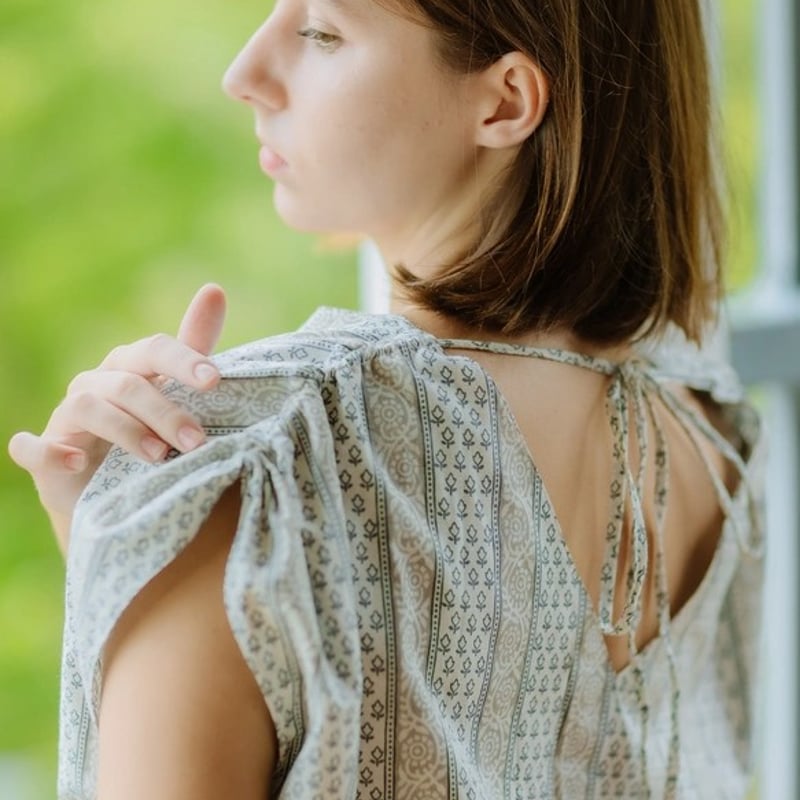 インド綿（ハンドブロックプリント）2 WAY 肩紐ワンピース | Jonno