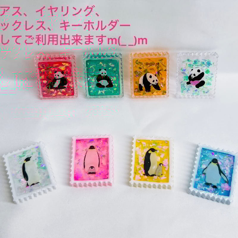 数量限定‼️可愛いペンギンとパンダの切手アクセサリー | henbokke