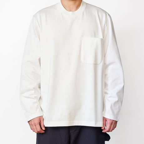 Tシャツ/ホワイト/長袖/クルーネック