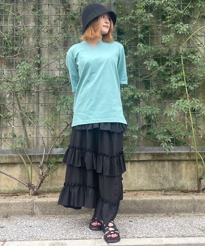 Tシャツ/ライトブルー/半袖/Vネック | tract