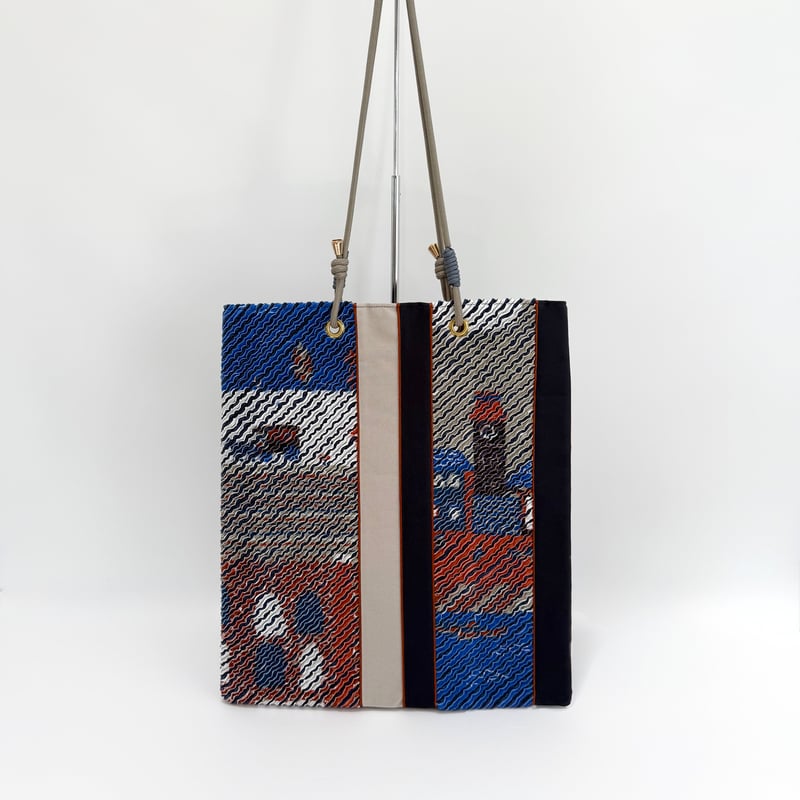 スラッシュキルトの横浜柄バッグ【②ネイビー×グレー(B)】 | minigara