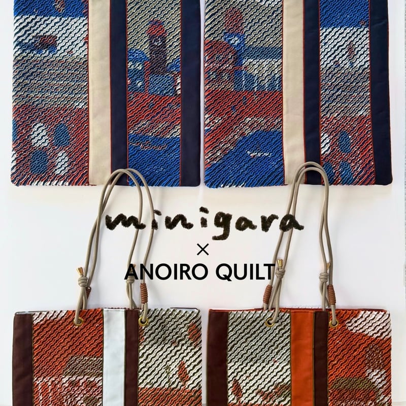 スラッシュキルトの横浜柄バッグ【②ネイビー×グレー(B)】 | minigara