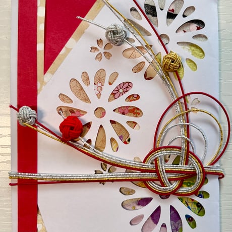 切り絵のご祝儀袋【春・水花火】