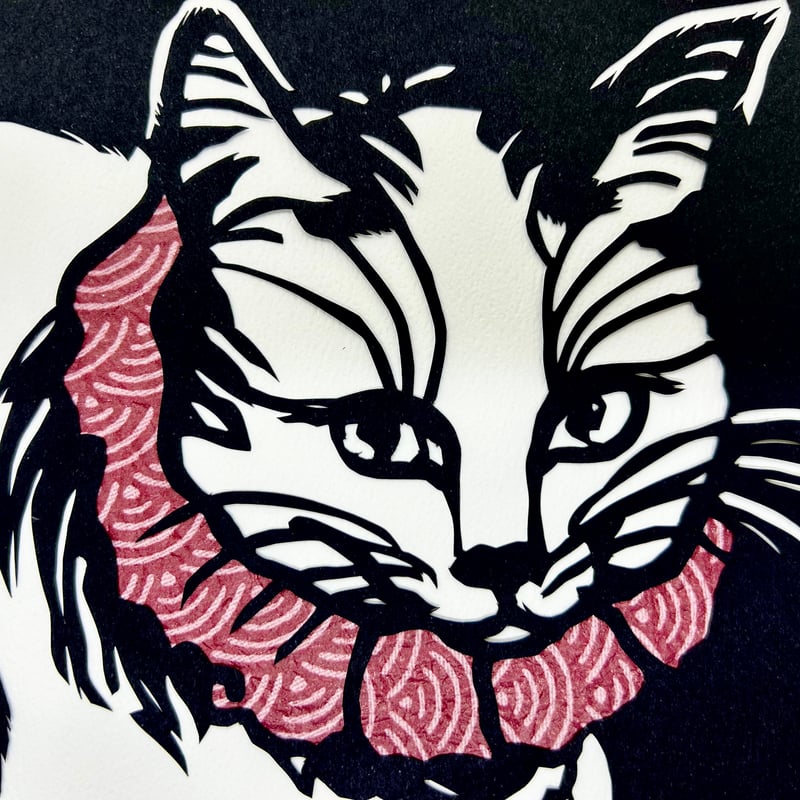切り絵”和好み”【【冬・白猫】 | 手づくり和雑貨 紙工房季の歌
