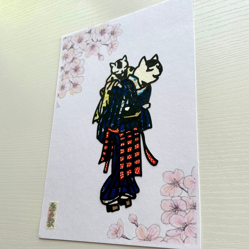 “江戸紙切り絵”‼️猫の絵 江戸紙切り絵”‼️猫の絵