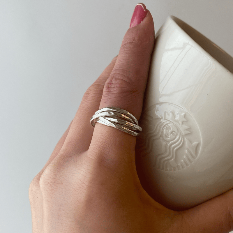 シルバーリング925 槌目 5連 | 輝銀華