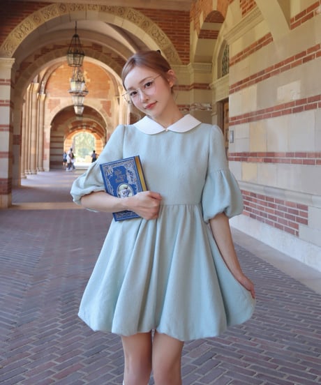 Elle’s tweed mini dress (mint blue)