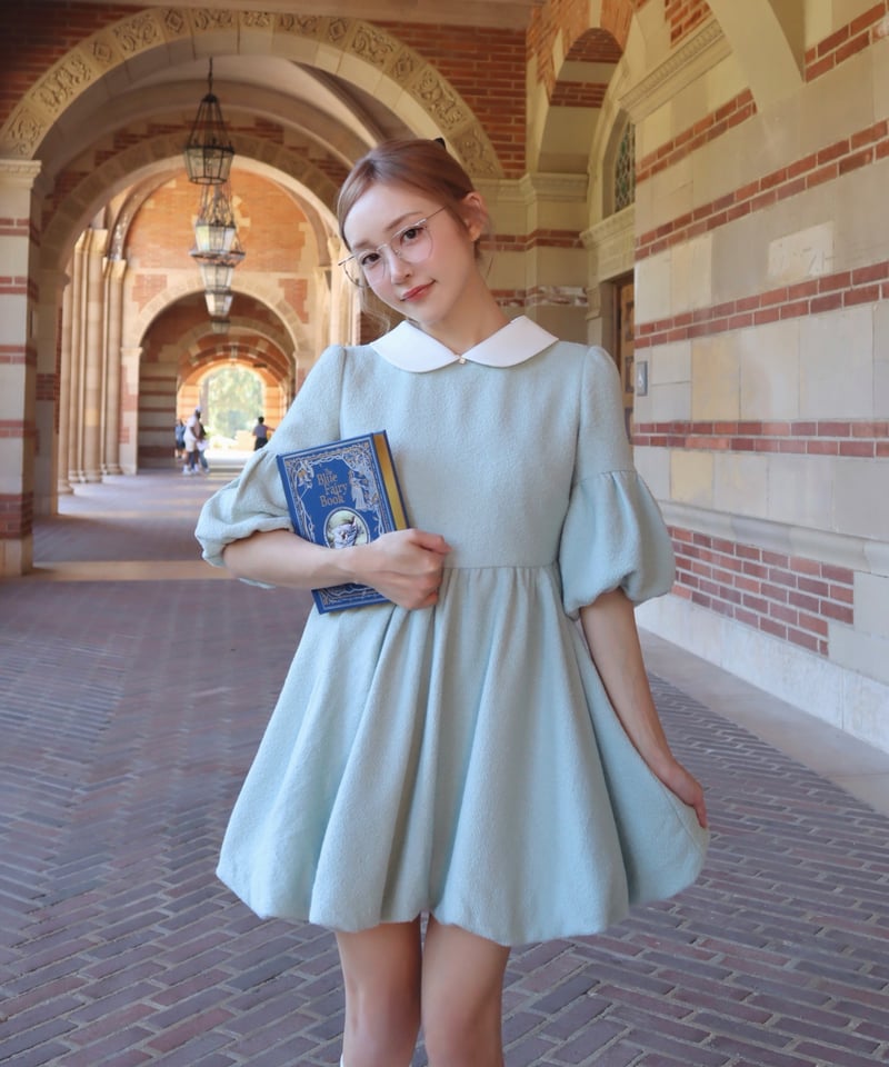 Elle's tweed mini dress (mint blue) | Little World Elle's tweed mini dress (mint blue) | Little World