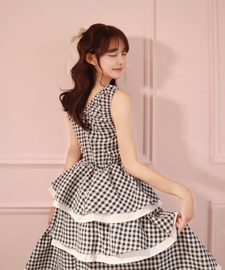 LW Gigham cotton layer dress