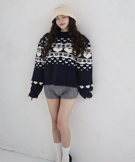 Little teddy Nordic sweater (navy)