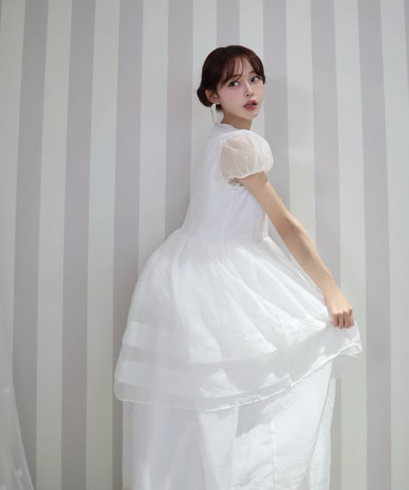 Round collar fairy organza dress